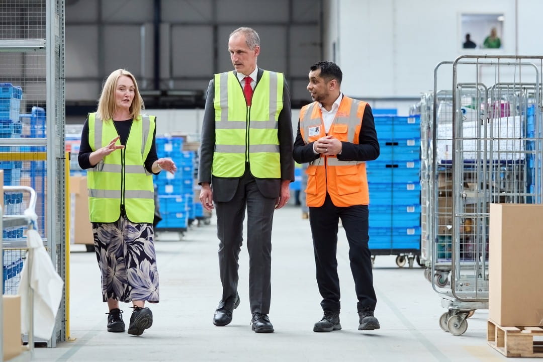 Jo Platt MP, Bill Esterson MP and Alliance Healthcare Leigh Service Centre General Manager Zakir Patel at the Leigh Service Centre